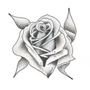 simple style skeleton hand holding a rose with stem tattoo design idea