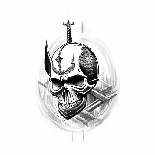 Skull of a knight tattoo design idea