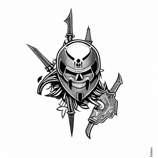 Skull of a knight tattoo design idea