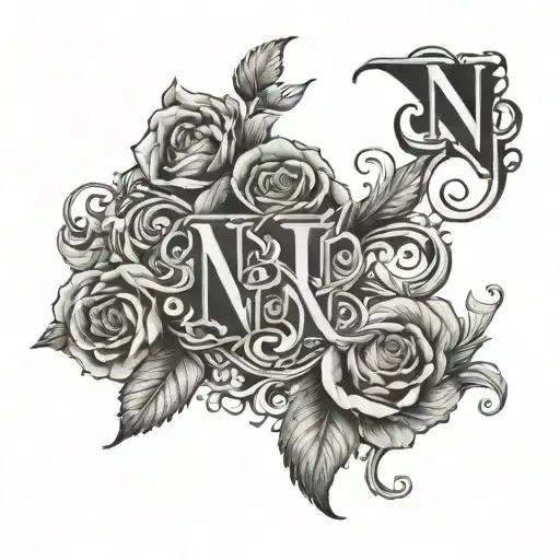 Matching tattoos with the name Jenny and Noe or with the first letter J and N for couples  tattoo design idea