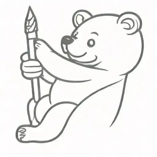 baby bear sitting eating a large cylindrical kebab skewer tattoo design idea