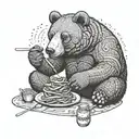 sitting bear eating a kebab tattoo design idea