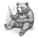 sitting bear eating a kebab tattoo design idea