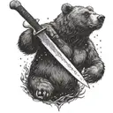 bear cutting kebab on a big spit with a big knife tattoo design idea