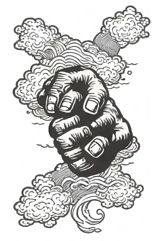 clouds and fist bumping tattoo design idea