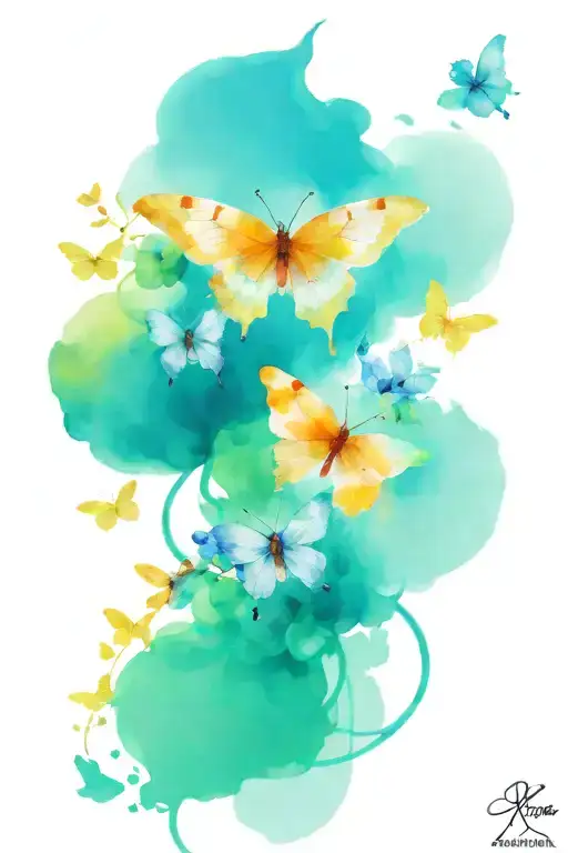 lungs with flower blooming, and blooming around it with butterflys and angels  tattoo design idea