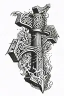 Thors hammer with lightning tattoo design idea