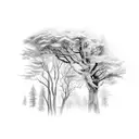 southern germany treetop forest line  tattoo design idea