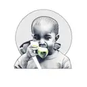 Kanye west eating apple tattoo design idea