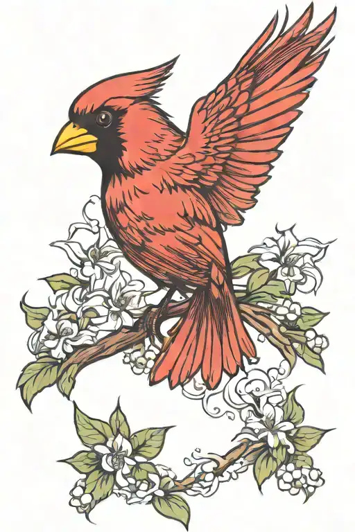 cardinal flying tattoo design idea