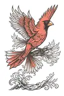 cardinal flying tattoo design idea