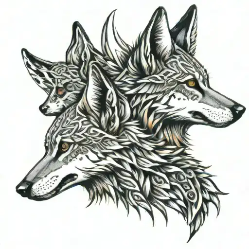 three jackals side profile tattoo design idea