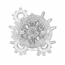 Construction crane made of interconnected gears tattoo design idea