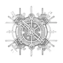 Construction crane made of interconnected gears tattoo design idea