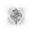 Construction crane made of interconnected gears tattoo design idea