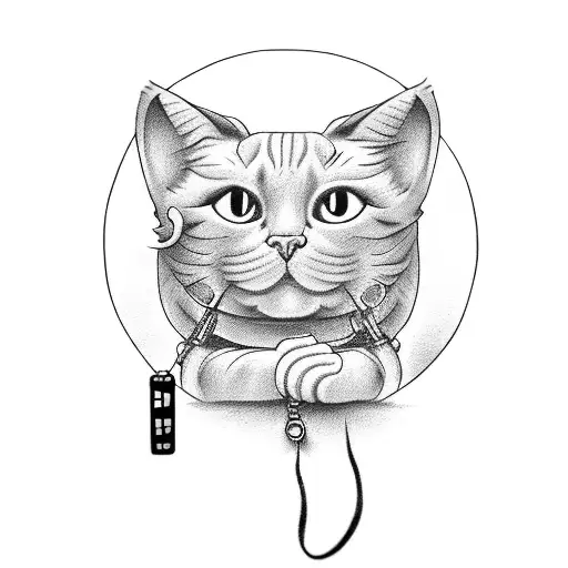 Lucky cat giving the middle finger, and text that says "fuck luck" tattoo design idea