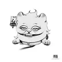 maneki showing middle finger , and text that says "fuck luck" tattoo design idea