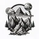 3 cross on mountain peak  tattoo design idea