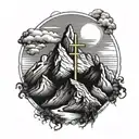 3 cross on mountain peak  tattoo design idea