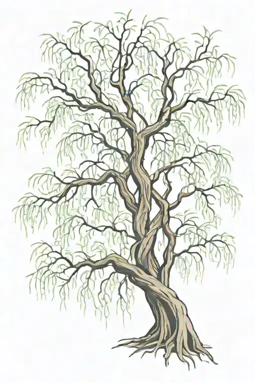 willow tree intertwined tattoo design idea