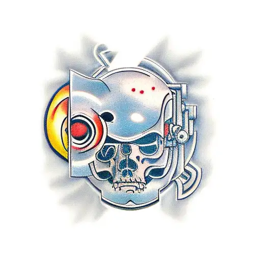 cyborg chest plate tattoo design idea