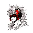 Oni Mask cyberpunk tattoo design idea