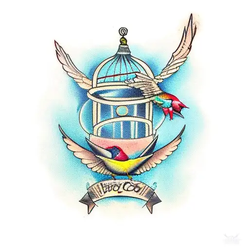 bird cage tattoo design idea