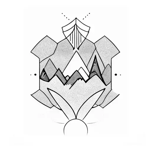 very simple minimal lines wave and mountain  tattoo design idea