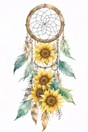 dream catcher and sunflowers  tattoo design idea