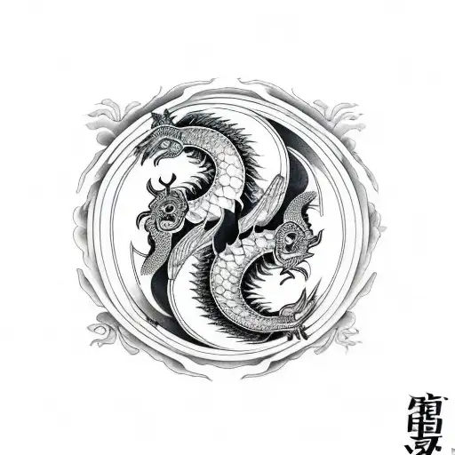 Yin and Yang dragon tattoo design idea