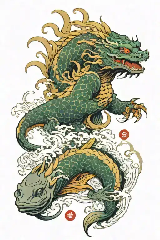 sea and Japanese mythology   tattoo design idea