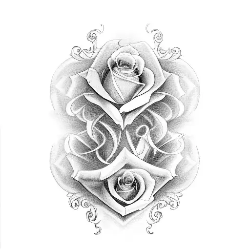 An elegant hourglass with delicate roses and flowing script, representing David's love for timeless beauty and artistry tattoo design idea