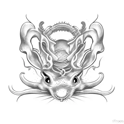 rat coffin worms tattoo design idea