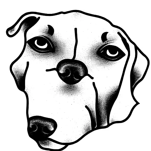 dog head split in half facing forward tattoo design idea