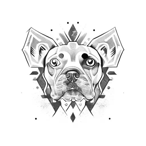 dog head split in half facing forward tattoo design idea
