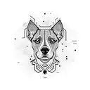 dog head split in half facing forward minimalistic tattoo design idea