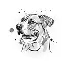 dog head split in half facing forward minimalistic tattoo design idea