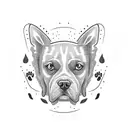 dog head split in half facing forward minimalistic tattoo design idea