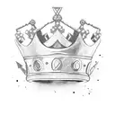 basquiat crown with word love tattoo design idea