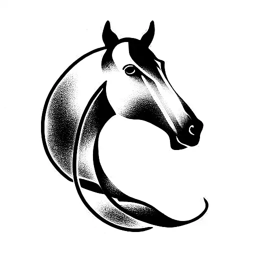 horse and infinity symbol tattoo design idea