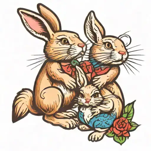 daddy and bunny tattoo design idea