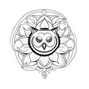 Vine, sunflower, stars, moon, wolf, owl, galaxy, nature, mandala tattoo design idea