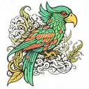Quetzal bird rising from ashes tattoo design idea