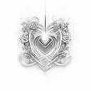 R + K June 8th 2023, heart and infinity sign tattoo design idea