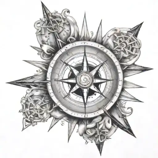 Nautical Compass Ink 1,612+ Nautical Compass Tattoo Ideas - BlackInk AI