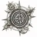 nautical compass tattoo design idea