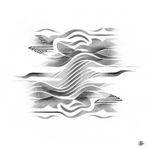 waves of lines , with list of names following the pattern  tattoo design idea