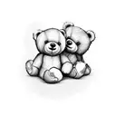 Create a design featuring a teddy bear in a sitting position. The teddy bear should exude a sense of cuteness with patch tattoo design idea