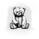 Create a design featuring a teddy bear in a sitting position. The teddy bear should exude a sense of cuteness with patch tattoo design idea