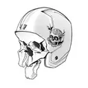 have skull, have agv motorcycle helmet, two katanas on the bag round, Sakura tree and a Suzuki GSXR 600 2019 parked  tattoo design idea